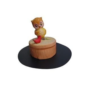 Vintage Owl Cardinal Trinket Box 4"